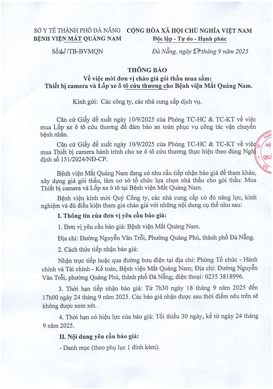THÔNG BÁO SỐ 42