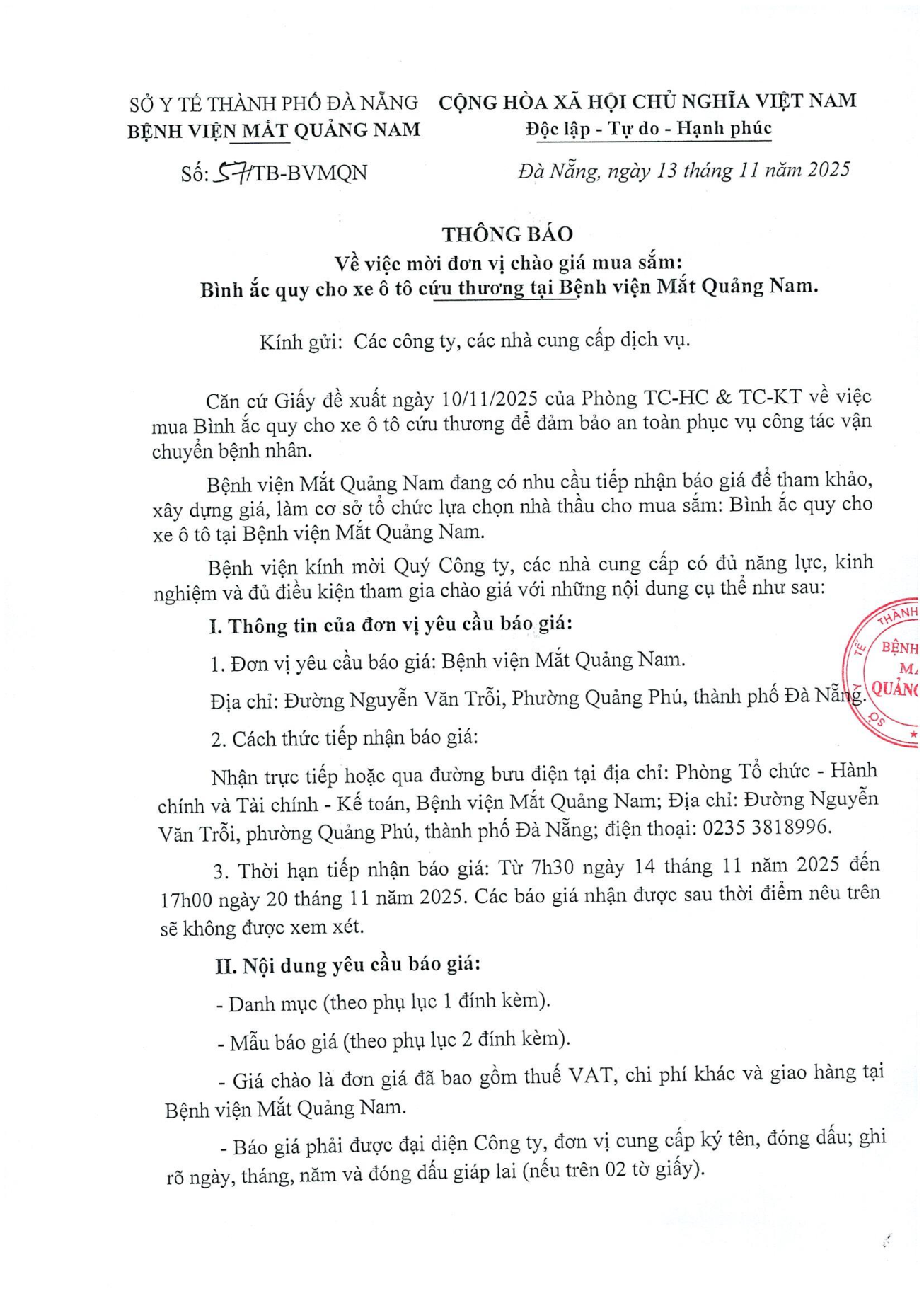 THÔNG BÁO SỐ 57