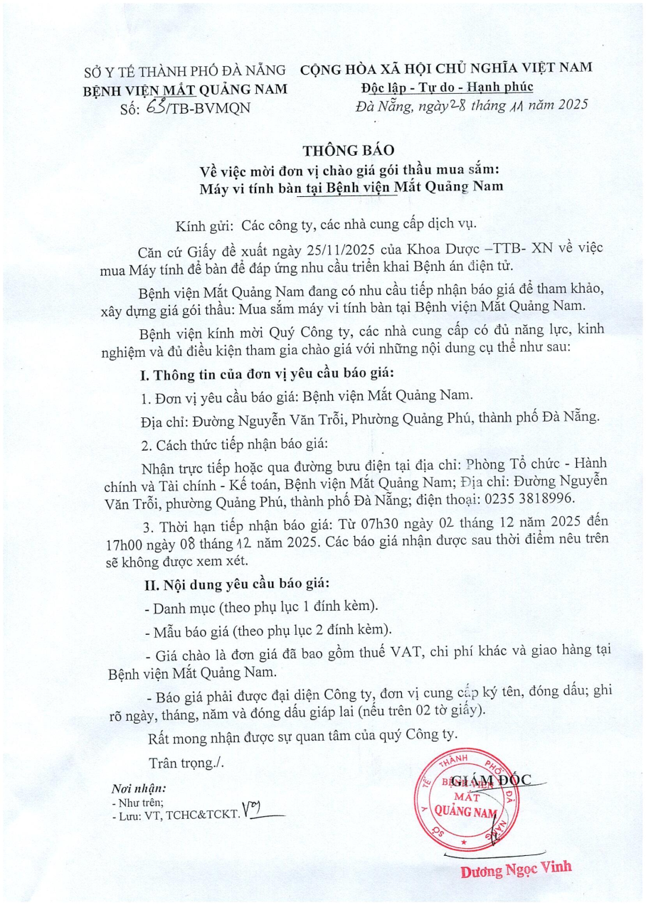 THÔNG BÁO SỐ 63