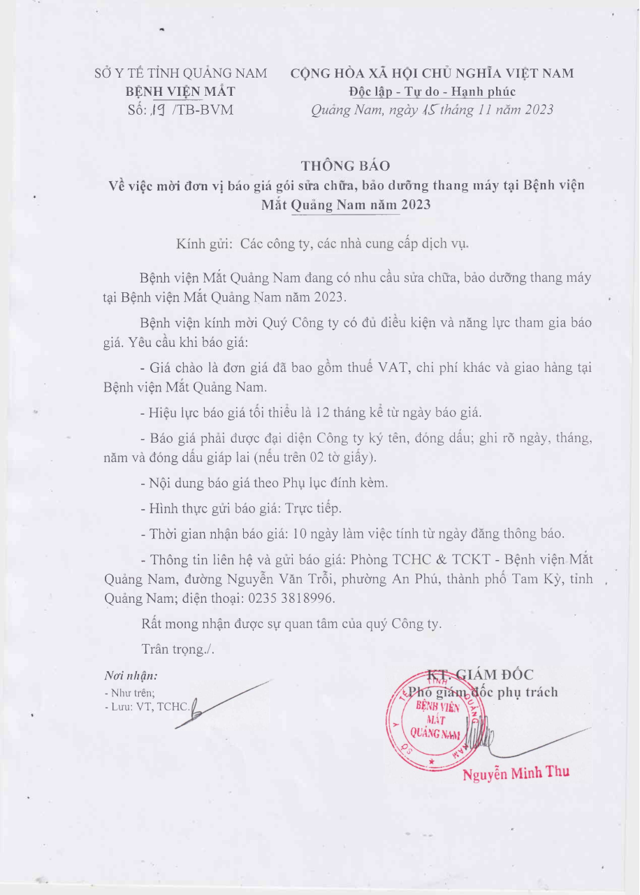 THÔNG BÁO SỐ 19