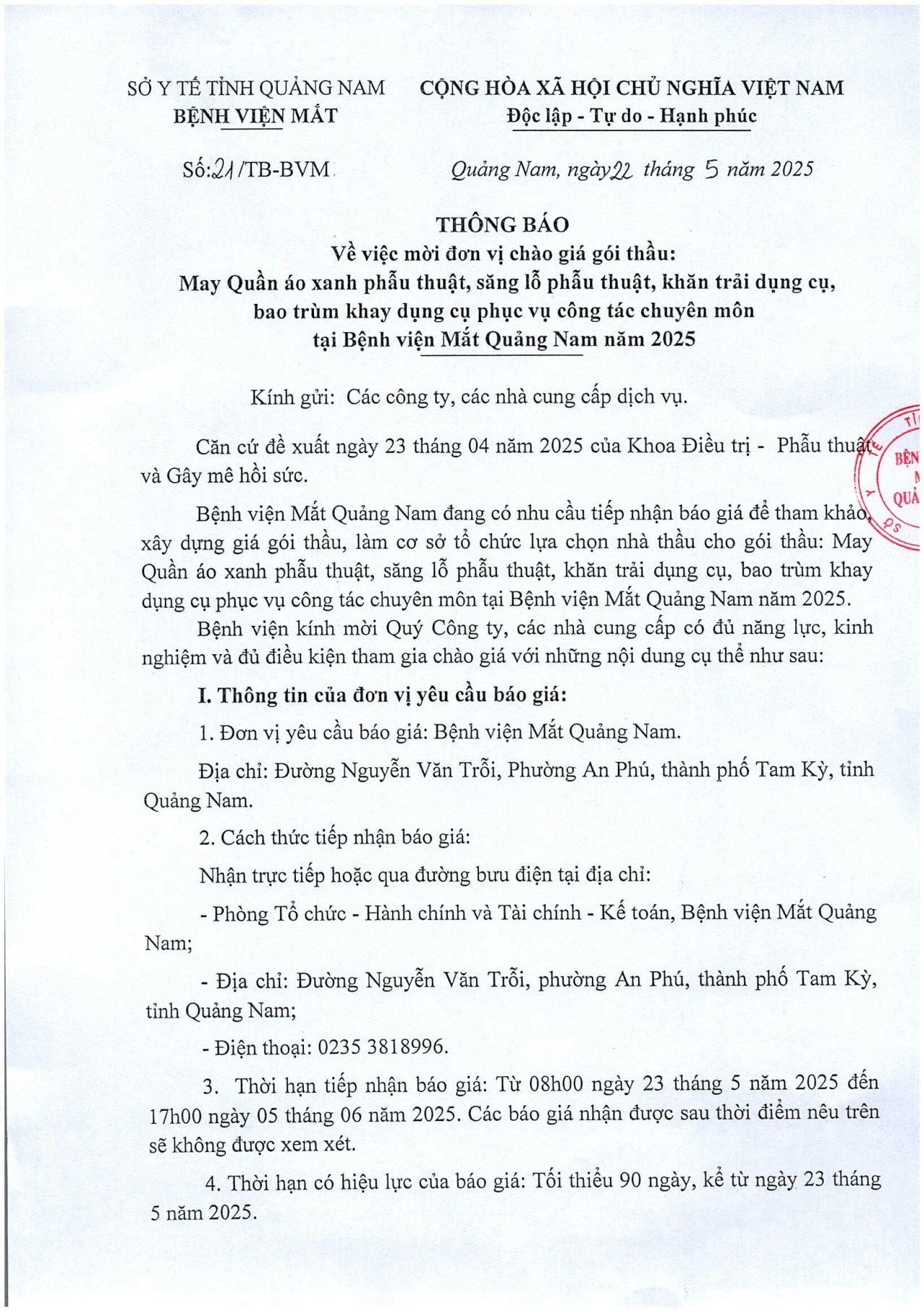 THÔNG BÁO SỐ 21