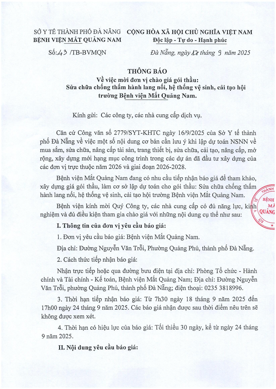 THÔNG BÁO SỐ 43