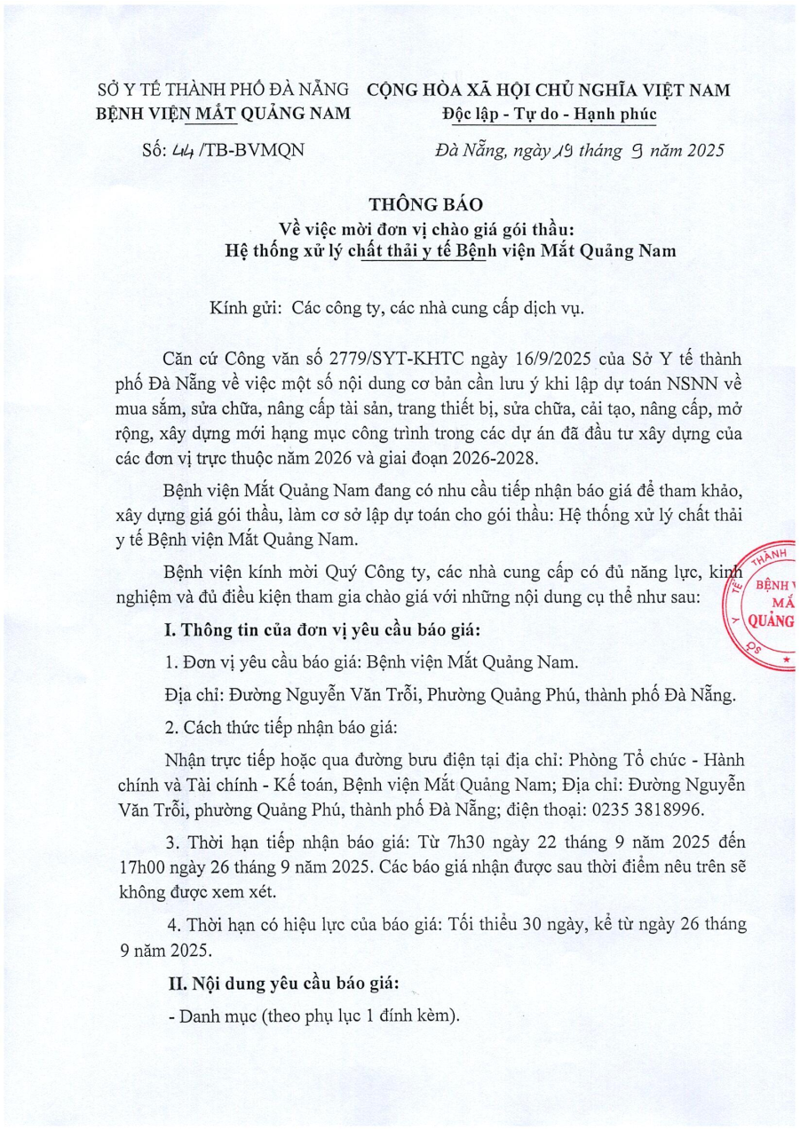 THÔNG BÁO SỐ 44