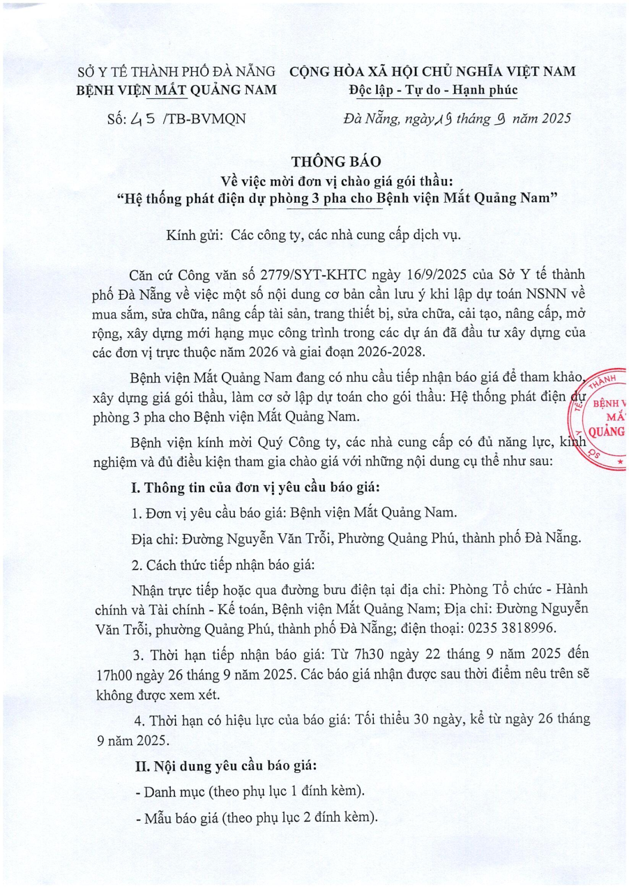 THÔNG BÁO SỐ 45