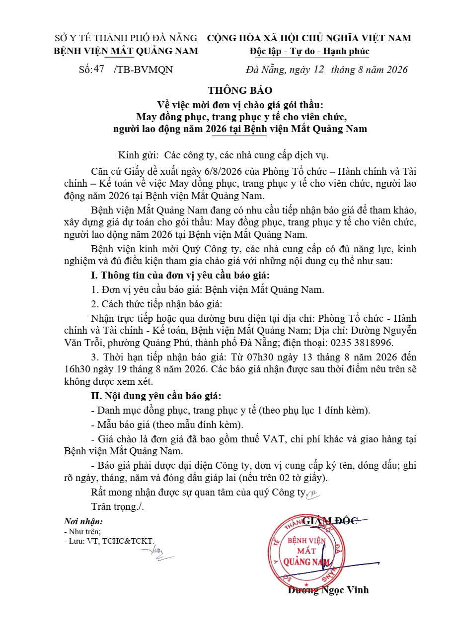 THÔNG BÁO SỐ 47