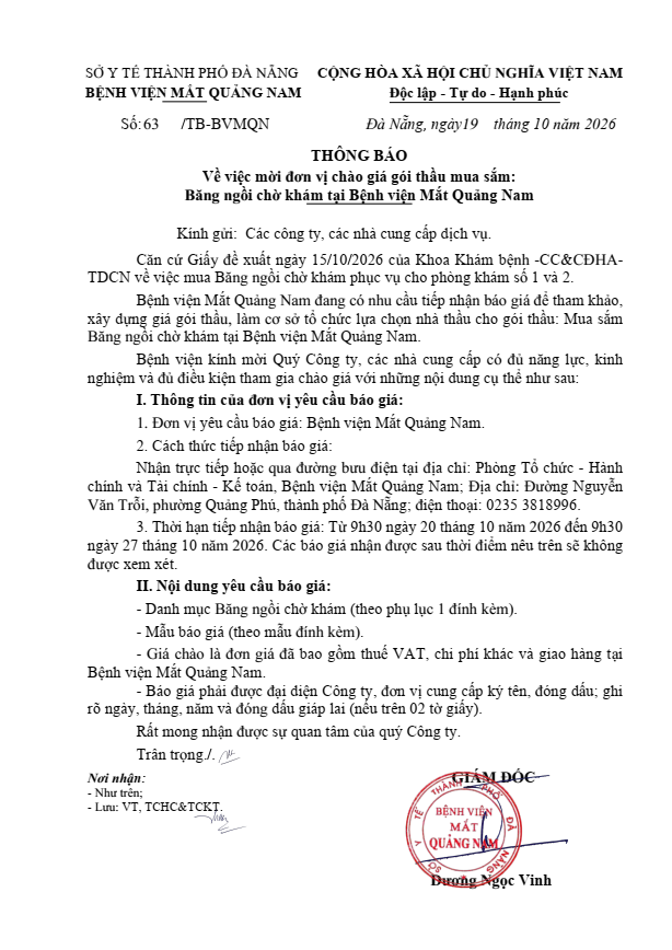 THÔNG BÁO SỐ 63