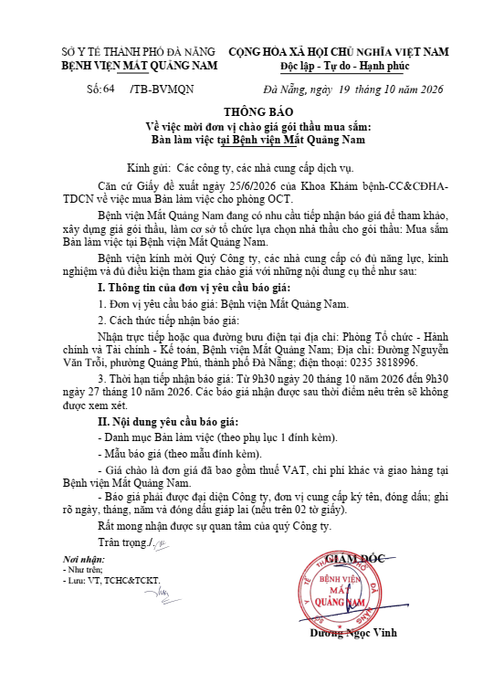 THÔNG BÁO SỐ 64