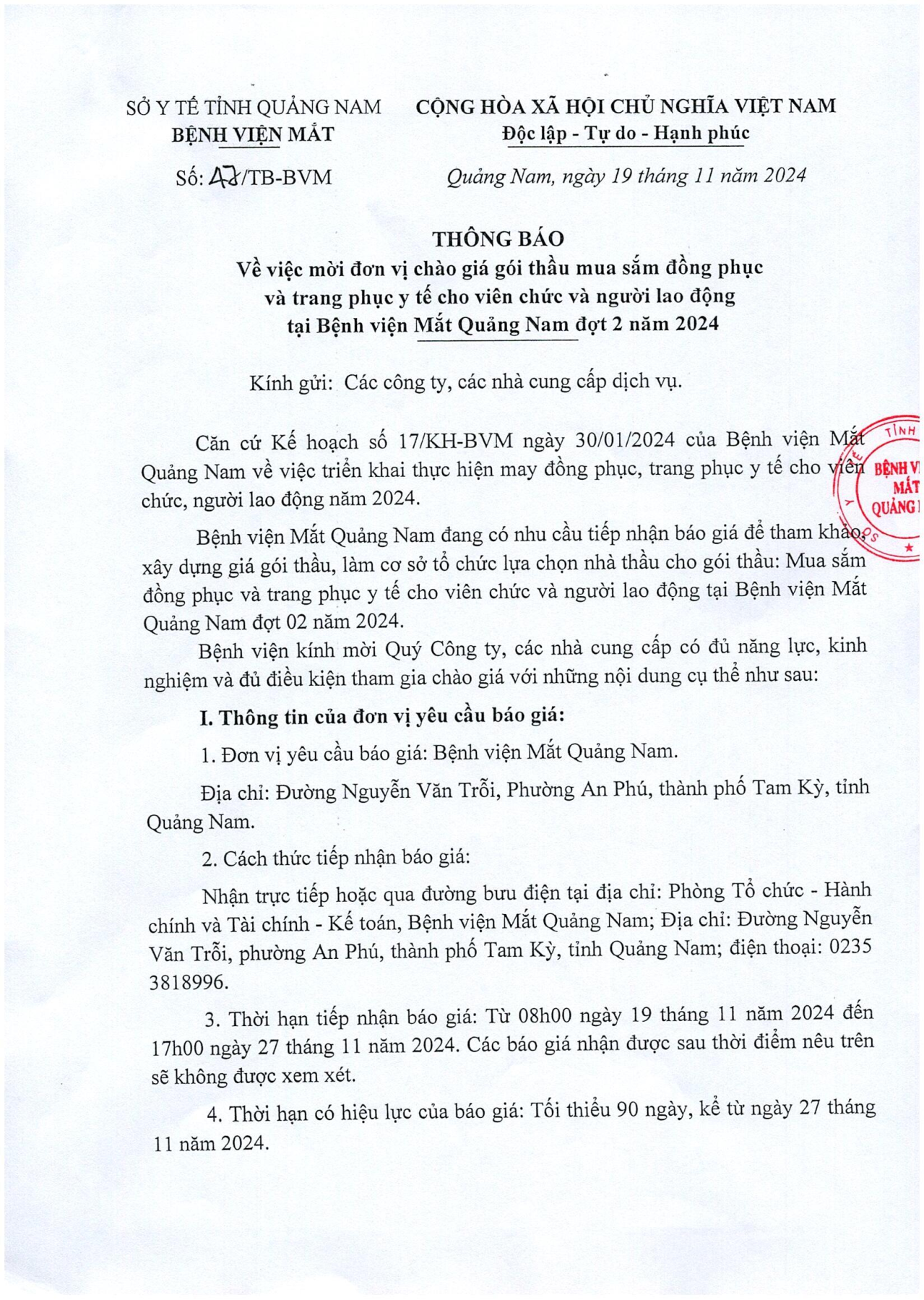 THÔNG BÁO SỐ 47